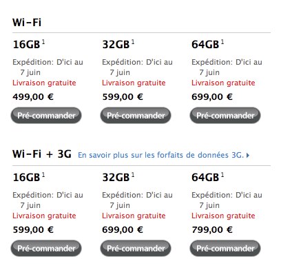 iPad Apple Store (France) – délais de livraison repoussé