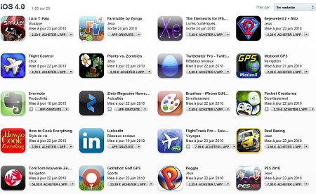 Section iOS 4 app Store