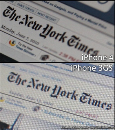 iPhone 3GS vs iPhone 4 retina display
