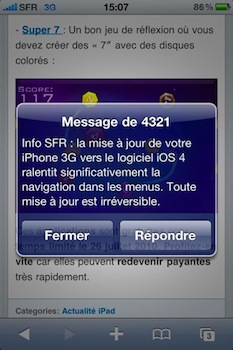 SFR message iOS 4