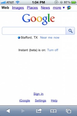 Google Instant mobile