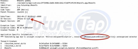 iOS 5 Ou trouver Rapport d’erreur