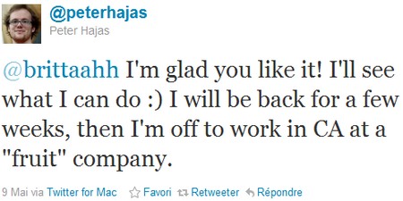 Peter Hajas Confirme Apple Twitter 03-06-11