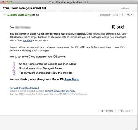 iCloud Limite Mail