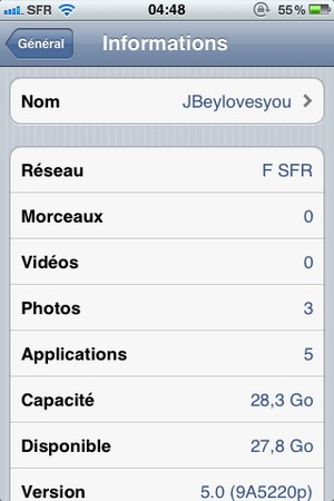 iOS 5 Informations Systeme