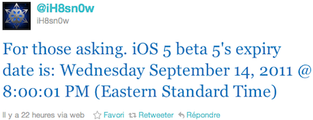 Date Expiration iOS 5 Beta 5