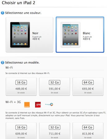 Page Apple Store iPad 2
