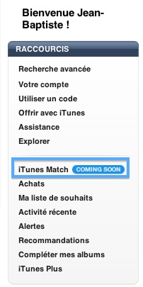 iTunes Match FR bientot
