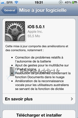 iOS 5.0.1 dispo