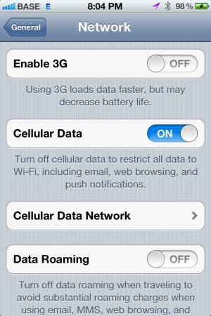 iOS 5.1 beta 3 Activer 3G