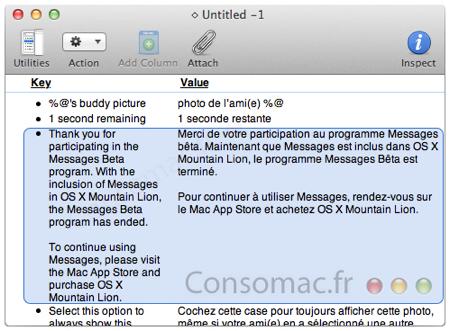 Messages Uniquement OS X Mountain View