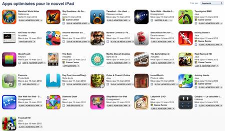 Apps optimisees pour le nouvel iPad