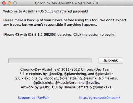 Absinthe 2.0 Jailbreak iOS 5.1.1