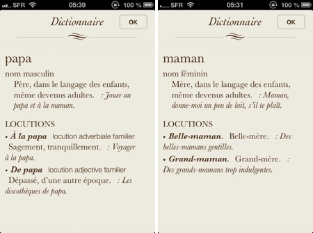 iOS 6 Dictionnaire francais 2