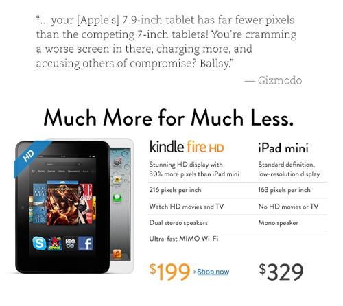 Amazon Kindle Fire HD contre iPad mini