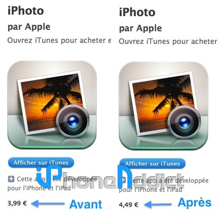Hausse prix App Store