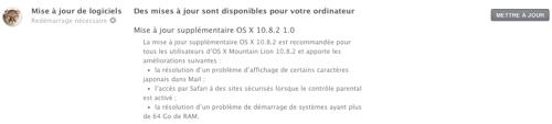OS X 10.8.2 Mise a jour corrective