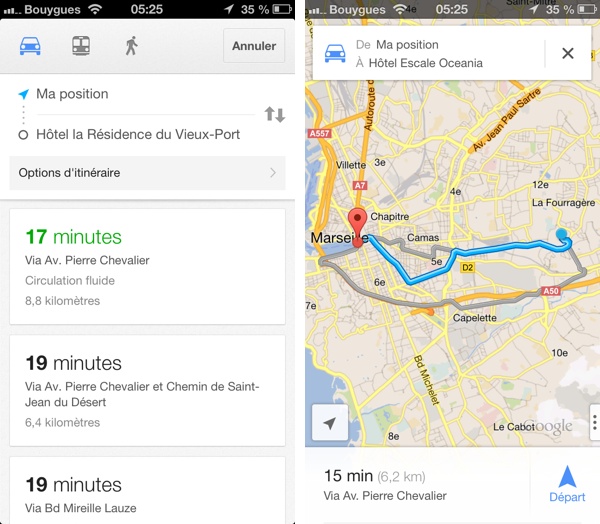 Google Maps iOS Itineraire 2