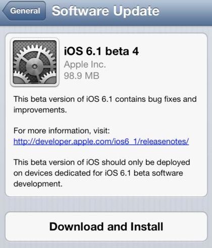 iOS 6.1 Beta 4