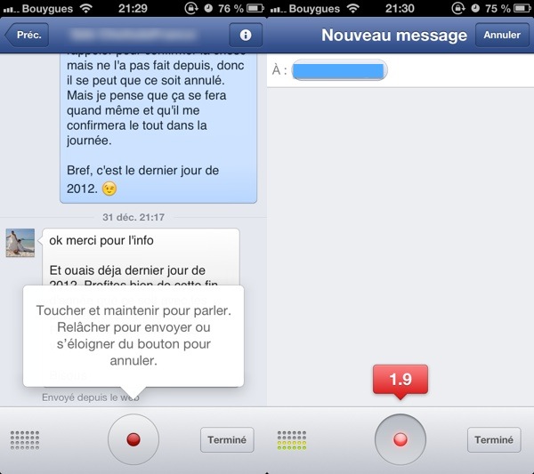 Facebook Messenger Message Vocal 3