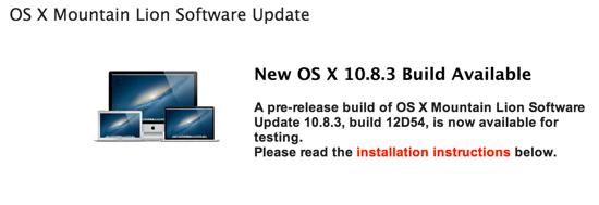 OS X 10.8.3 Build 12D54