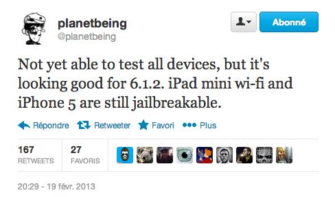 Jailbreak Evasi0n iOS 6.1.2 Planetbeing confirme