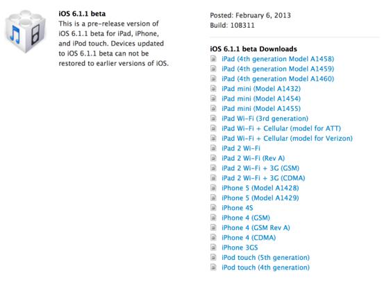 iOS 6.1.1 beta 1