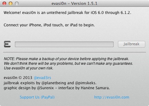 Evasi0n 1.5.1 Mac Jailbreak iOS 6
