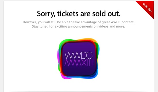 WWDC 2013 Tickets vendus