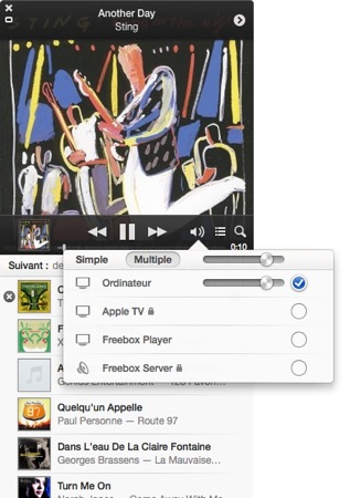 iTunes 11.0.3 mini lecteur volume