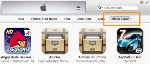 iTunes 11.0.3 onglet mises à jour