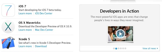 Dev Center iOS 7 OS X Mavericks