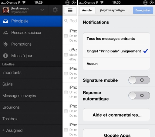 Gmail nouvelle interface categories