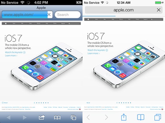 iOS 6 vs iOS 7 Safari