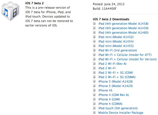 iOS 7 Beta 2 Dev Center