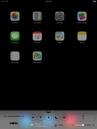 iOS 7 iPad Centre de controle
