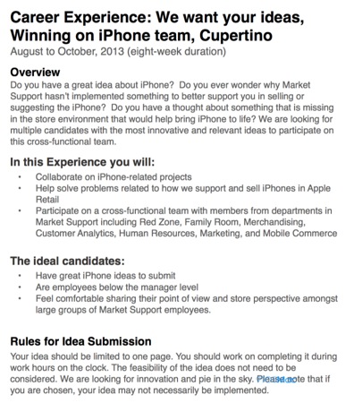Apple demande employes vente iPhone