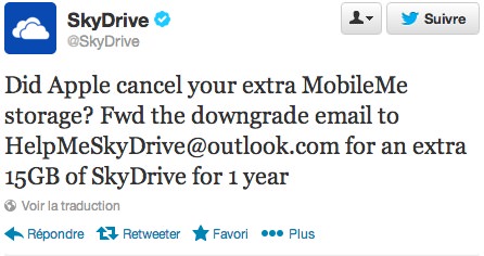 SkyDrive 15 Go Offert Clients MobileMe