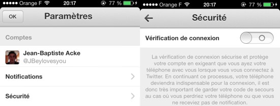 Twitter iOS 5.9 Double Authentification