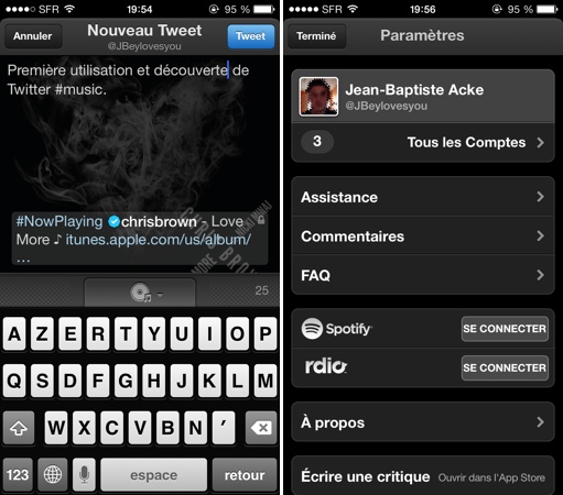 Twitter music application iPhone 2