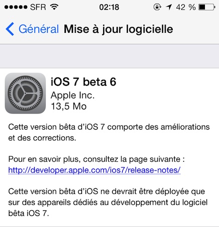 iOS 7 beta 6