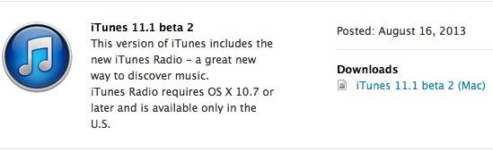 iTunes 11.1 beta 2