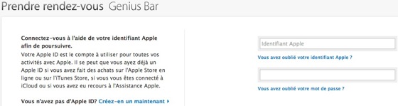 Rendez-vous Genius Bar Apple ID