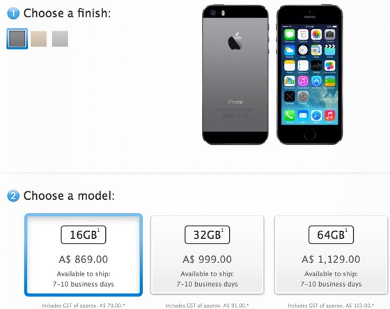 iPhone 5s Delai 1 semaine Australie