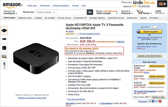 Apple TV 23 Octobre Amazon France