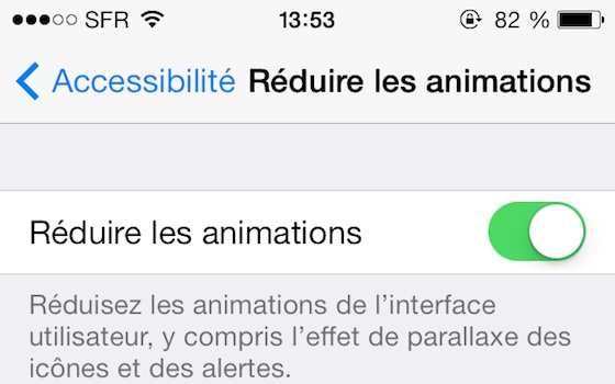iOS 7 Reduire les animations