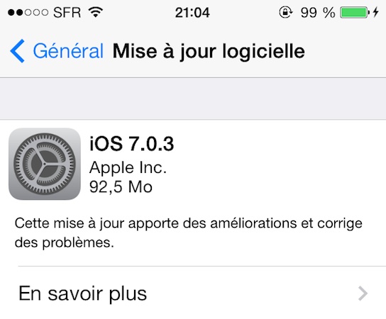 iOS 7.0.3 disponible