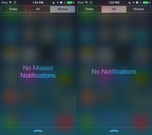 iOS 7.1 Beta Centre de notifications