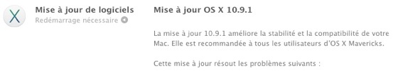 OS X 10.9.1 Disponible