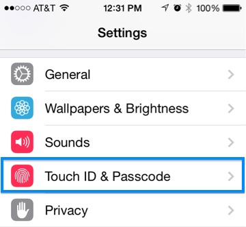 iOS 7.1 Beta 2 Touch ID Reglages